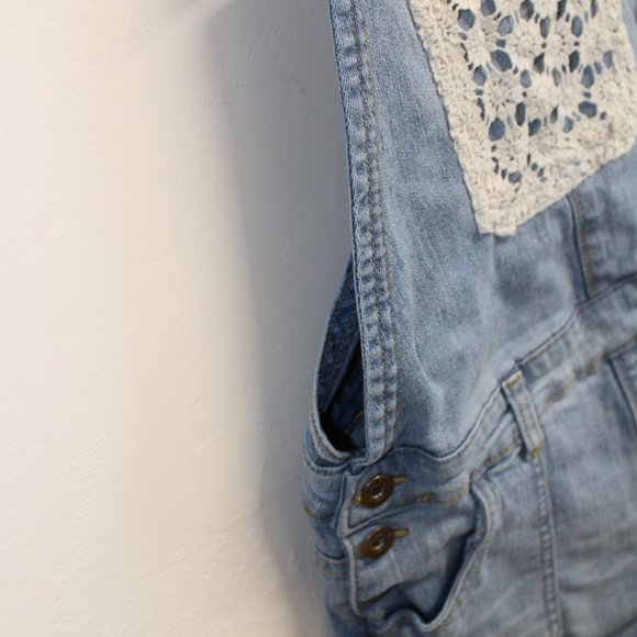 Girls Jessica Simpson Denim Shorts Overalls with Crochet Size 10 - Picture 5 of 10